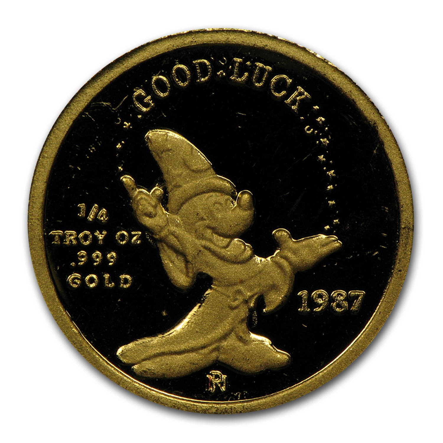 1987 1/4 oz Gold Round – Disney Mickey Magic