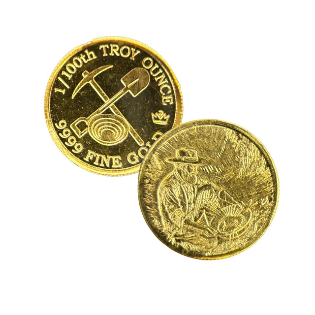 Roll of (10) – 1/100 oz .9999 Gold Rounds – Gold Prospector (Sealed in Capsules)