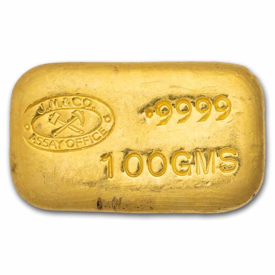 100 gram Gold Square – Johnson Matthey (Poured, J.M. &Co.)
