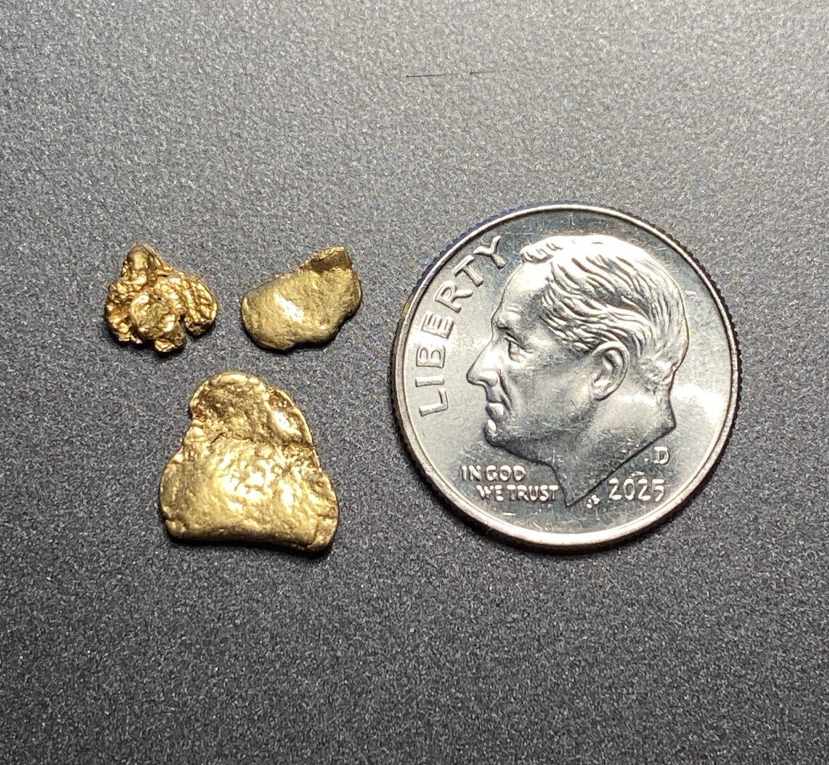 3 Alaskan Gold Nugget 1 Gram Gold Total 22-24K Natural Gold .999 Millennial Era
