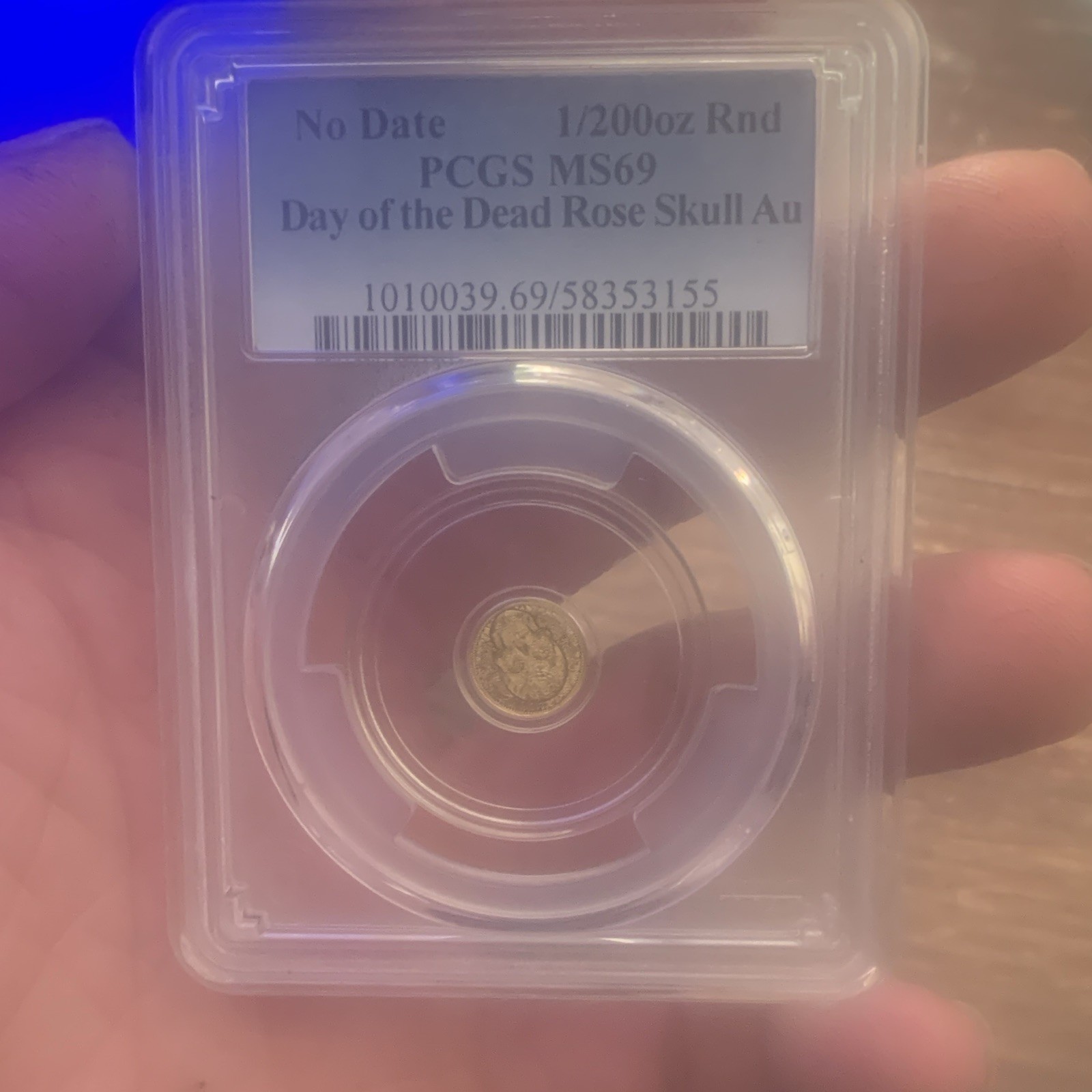 PCGS MS69 Day of the Dead Rose Skull Gold Round 1/200 oz No Date