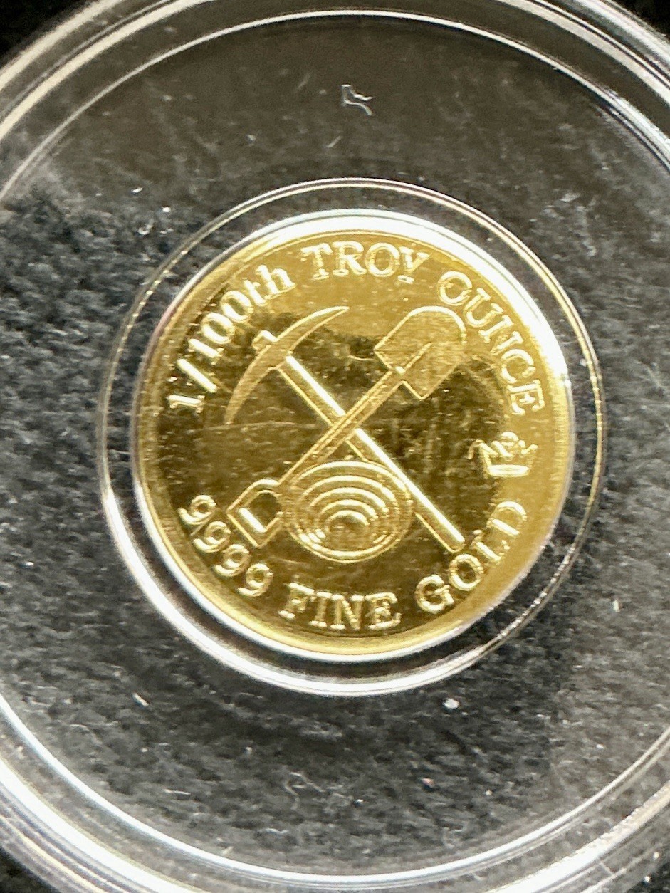 1/100 oz .9999 Fine Gold Round – Monarch – Gold Prospector (Sealed in Capsule)