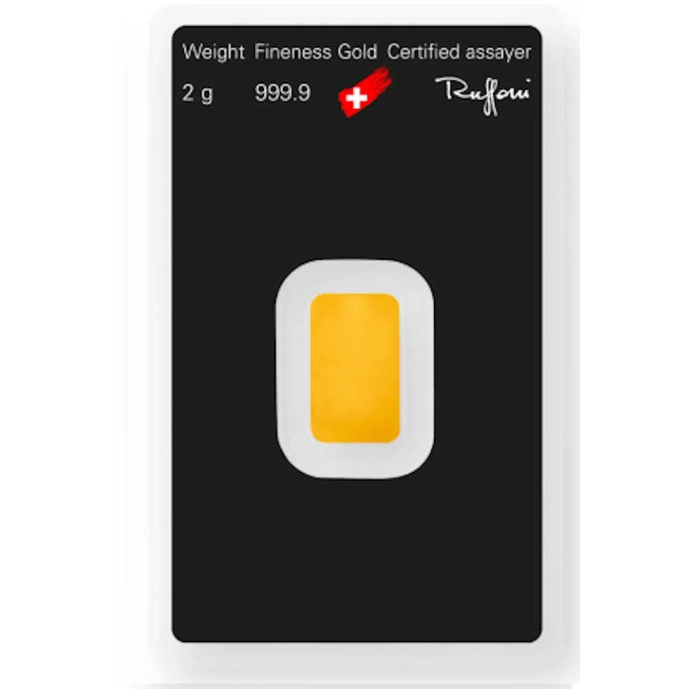 2 gram Gold Argor Heraeus Bar 2 g .9999 Fine Gold – In Assay