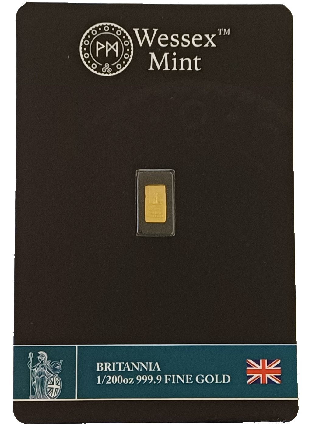 Britannia 1/200th oz Fine Gold 999.9 Bullion Bar in Blister by Wessex Mint