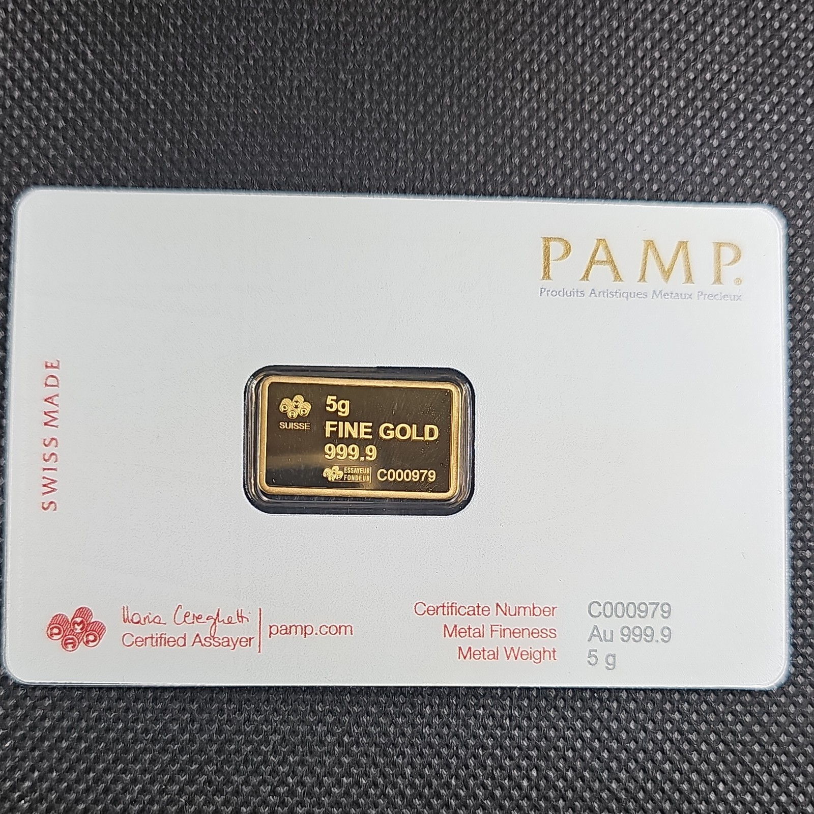 5 gram Gold Bar – PAMP America the Free: Bald Eagle in (Assay)