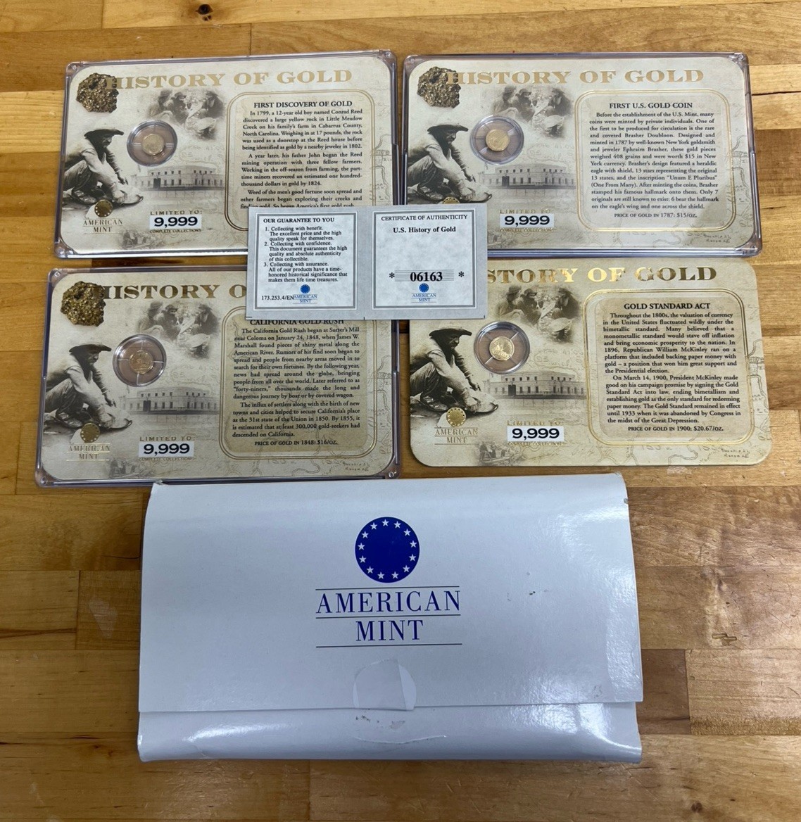 Gold .5g Each 14k American Mint {U.S. HISTORY OF GOLD} Set Of 4