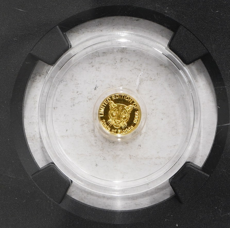 Gold Silver Naples Panther-Private Issue 1/500th Ozt NGC MS-70