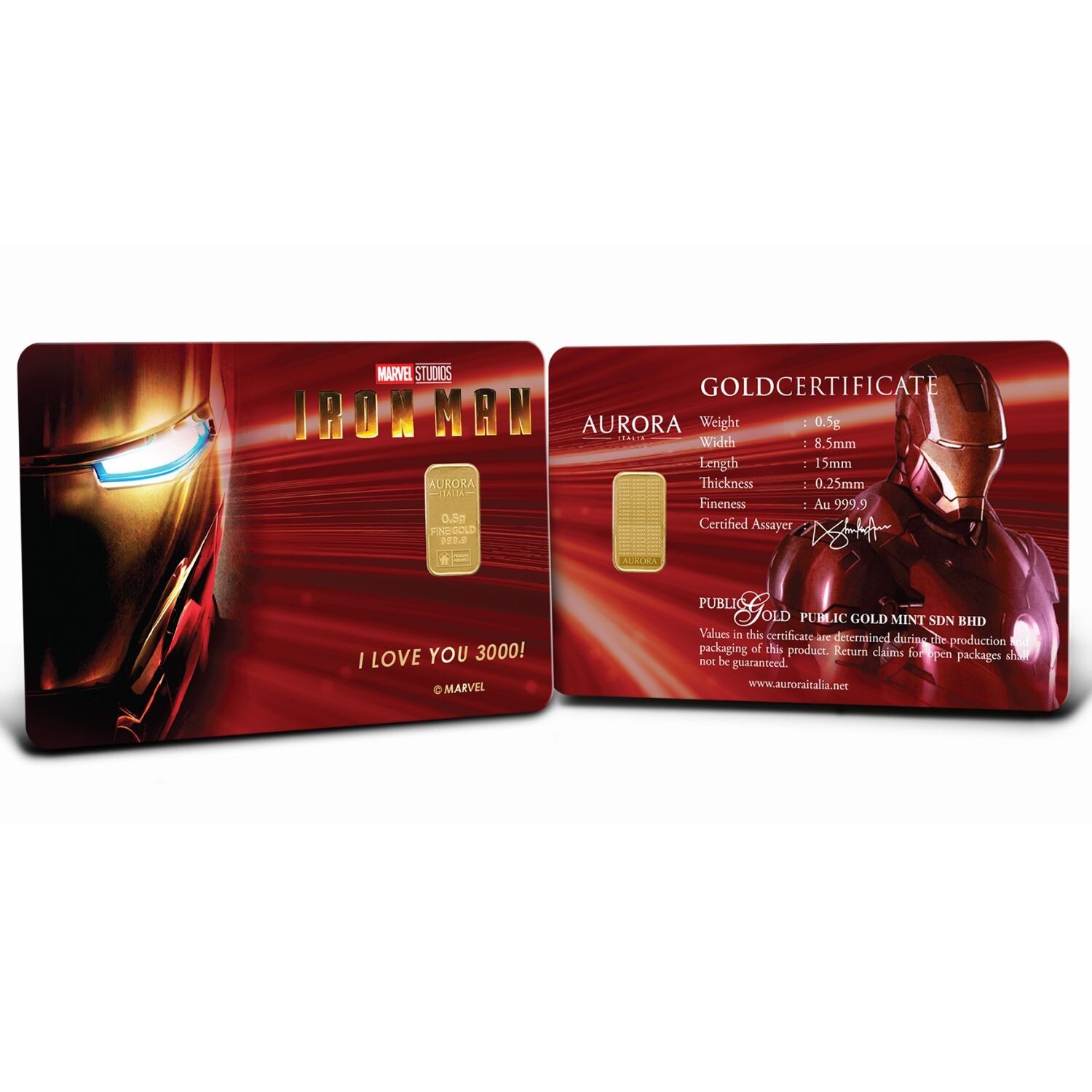Ironman Limited Edition Gold Bar 0.5gram 999.9 24K Freeship