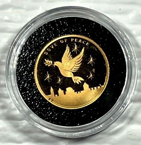 2022 Holy Land Mint Dove of Peace 1/25 oz Gold Round In Mint Capsule