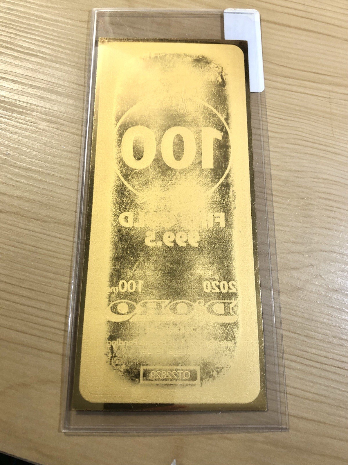 100 Milligram Gold Aurum Note 24 Karat .9995 Pure Gold Foil Bar Doro 2020