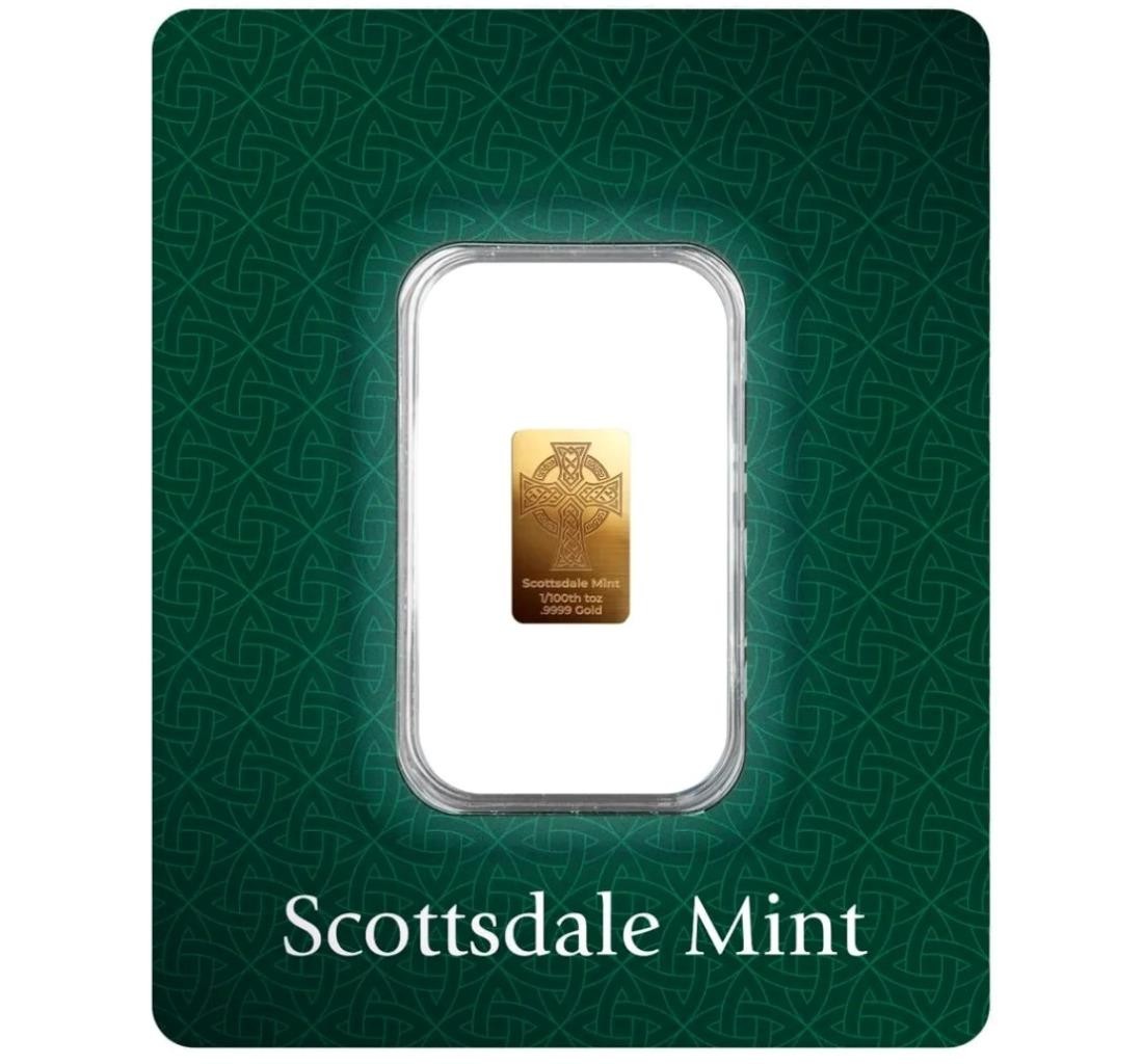 1/100 oz .9999 Gold Bar – Celtic Cross (Certi-Lock®) Gold Bullion Bar #A751