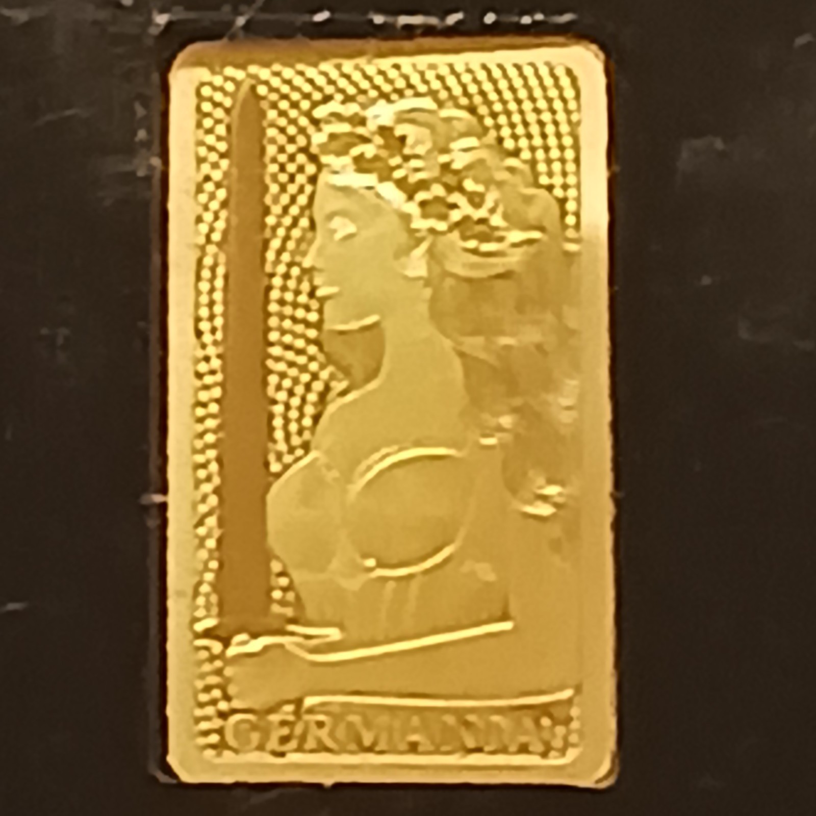 Germania Mint 1/200 Gold Lady Germania Stamped Bar in Capsule