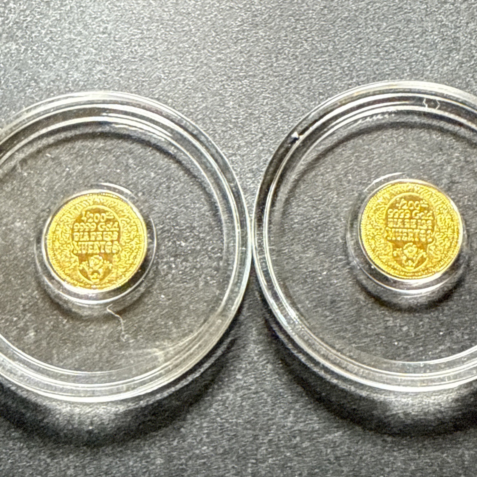 Lot Of 2- 1/200th oz .9999 Fine GOLD Skull Dia De Los Muertos FRACTIONAL GOLD