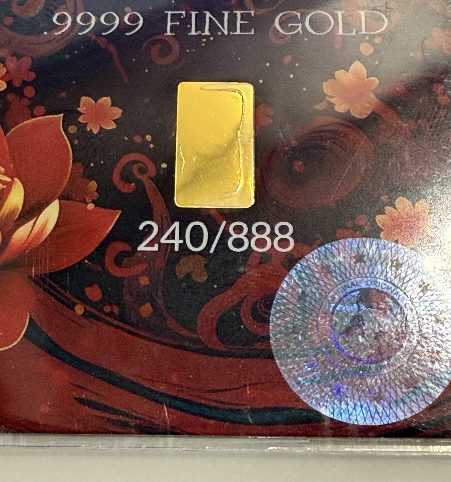 2025 Scottsdale Mint Lunar Year of the Snake 1/100oz 9999 Gold Bar Carded