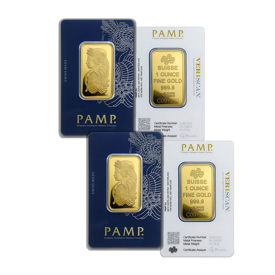1oz Gold Bar – PAMP Suisse Fortuna Veriscan® (In Assay) – Lot of 2 Bars