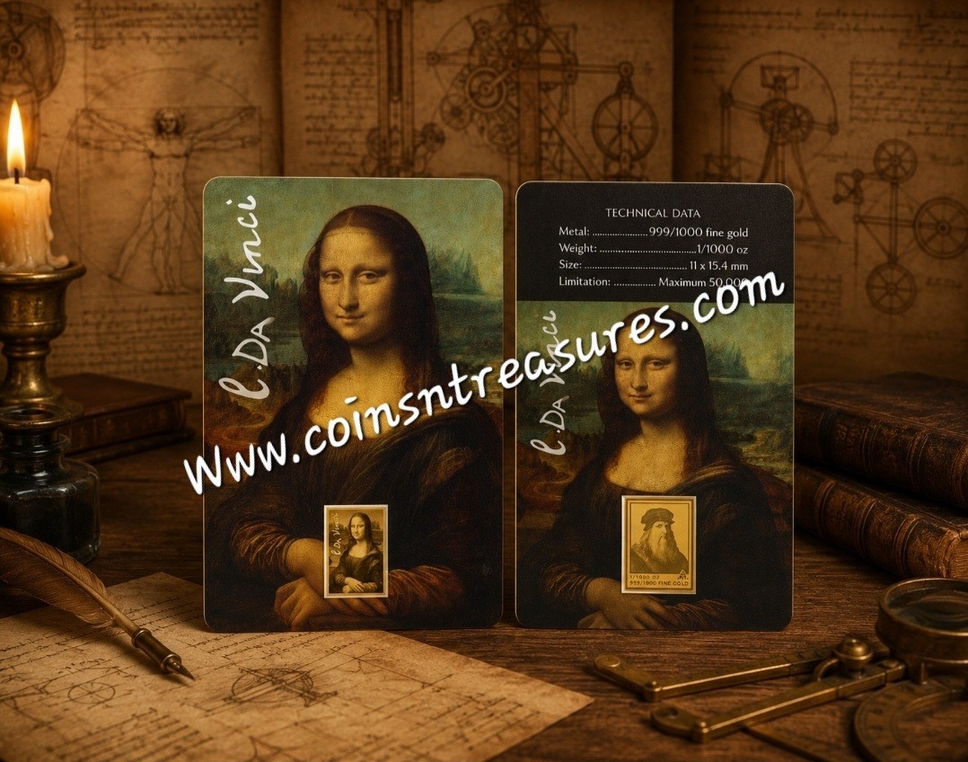 MONA LISA Da Vinci 1/1000 Oz .999 Gold in Coin card