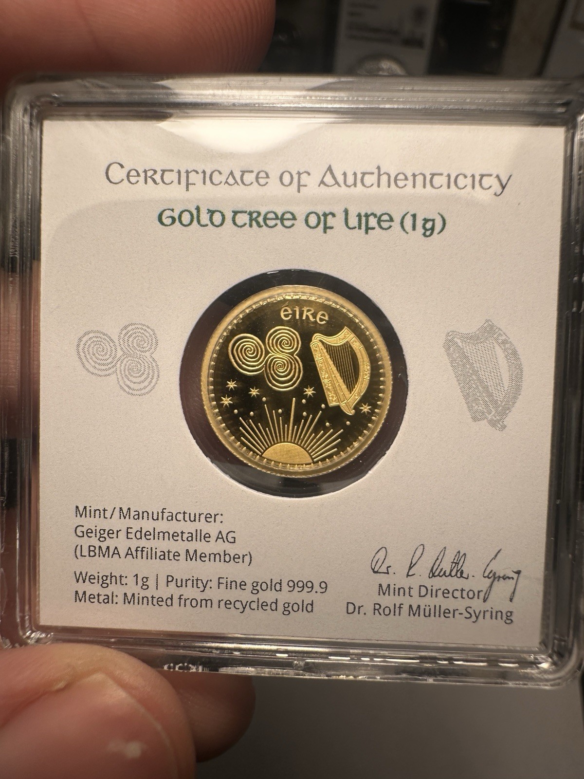 Gold Tree of Life Coin Fine Gold Geiger Edelmetalle 2025 Tara Coins 1 Gram 999