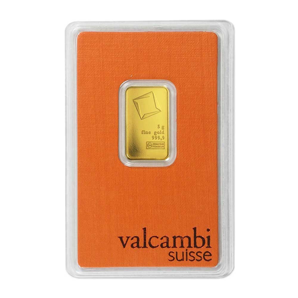 5 Gram Valcambi .9999 Fine Gold Bar in Assay