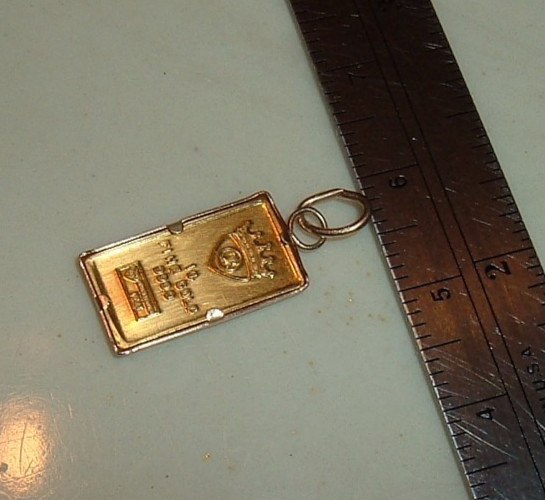 24K ITALY 999.9 FINE GOLD INGOT BAR 14K GOLD BEZEL CHARM PENDANT NECKLACE 1.3g
