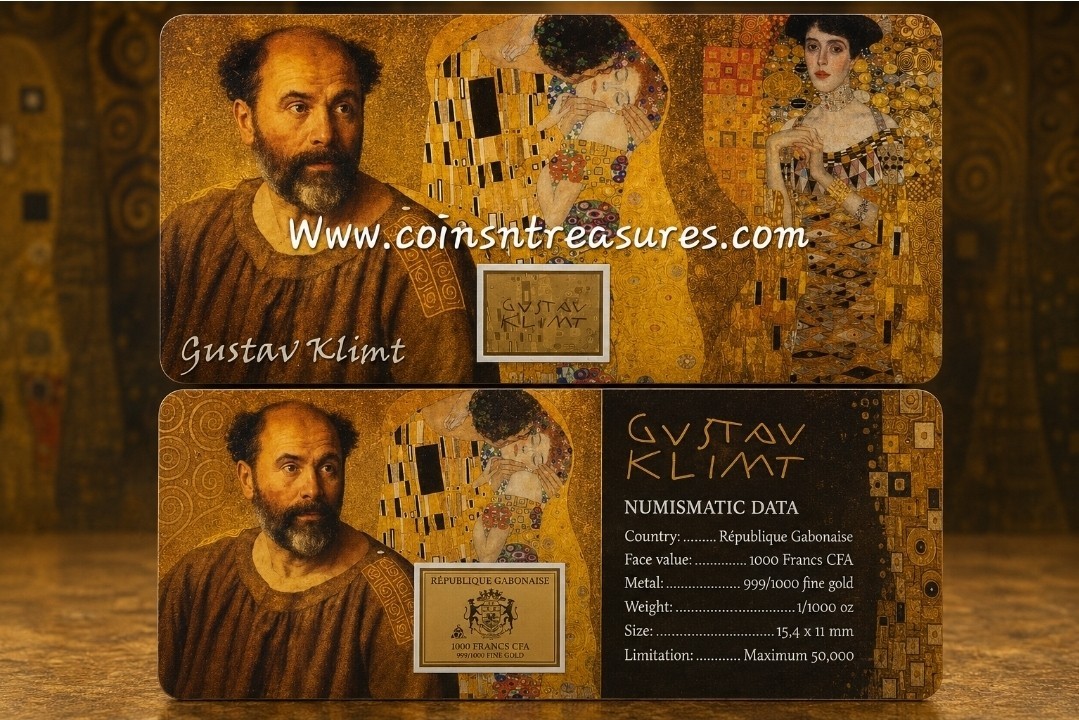 Gustav Klimt Collage 1/1000 Oz 999 Gold in Coin card 24k