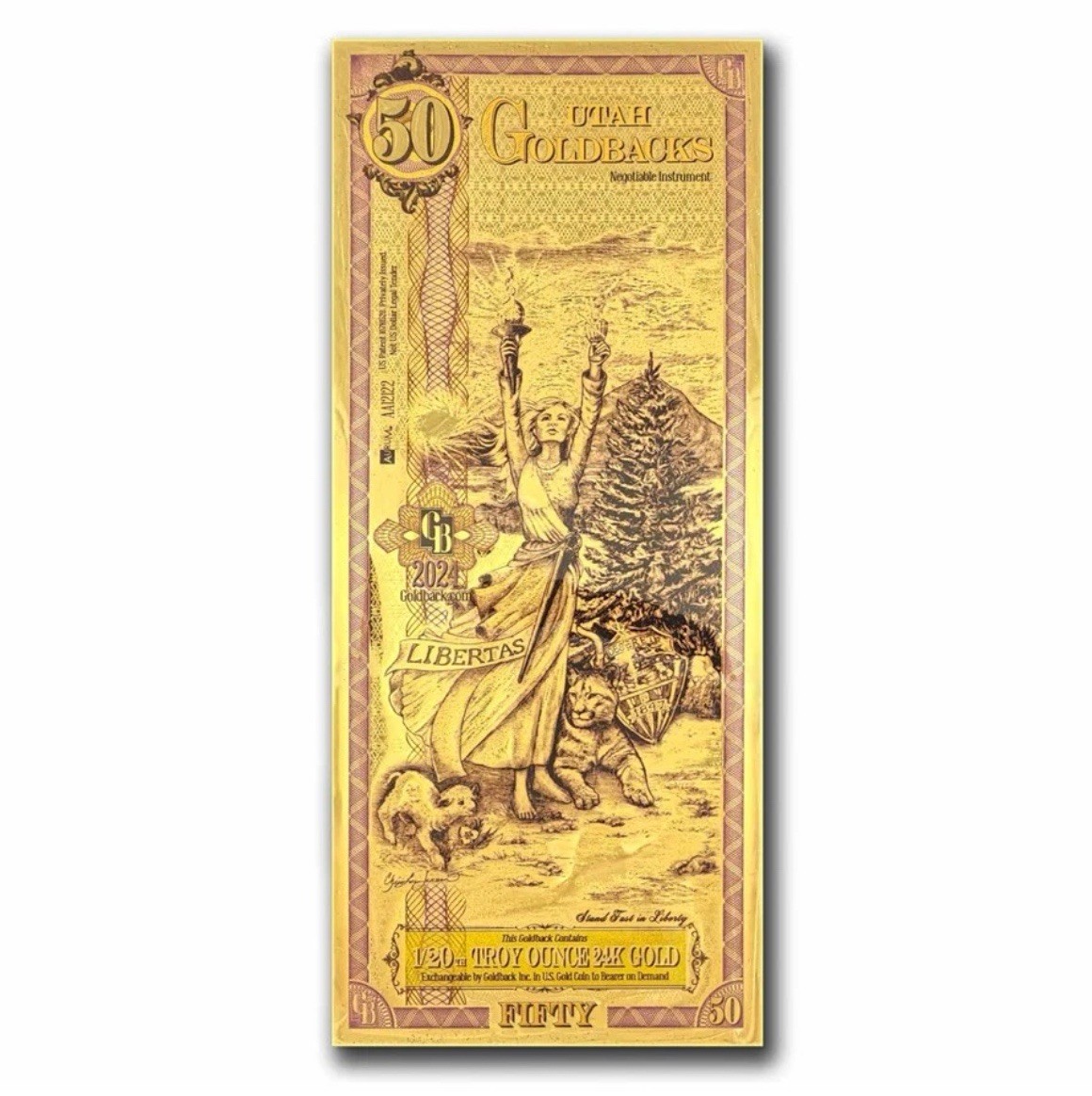 50 Utah Goldback – Aurum Gold Foil Note (24k)