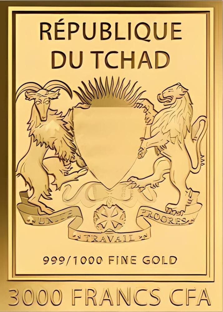 CLEOPATRA 1/1000 Oz .999 Gold in Coin card 3000 Francs Chad 2024