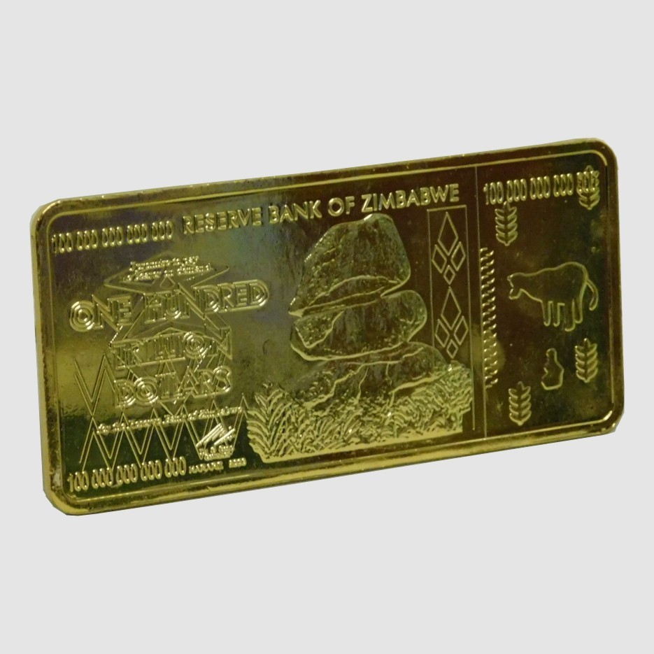 10 Pieces Zimbabwe 100 Trillion Dollars Gold Ingot Bullion Bar