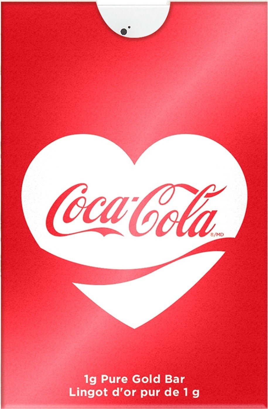 1 Gram Gold Bar PAMP Coca-Cola Valentine’s Love Bar .9999 Fine In Assay