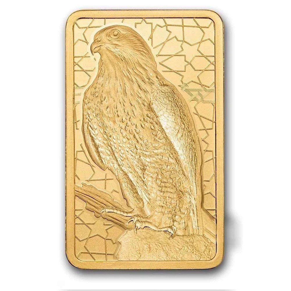 5 gram Gold Bar – PAMP Arabian Falcon (w/Assay & Frame)