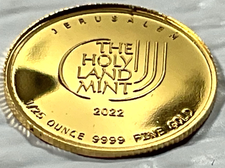 2022 Holy Land Mint Dove of Peace 1/25 oz Gold Round In Mint Capsule