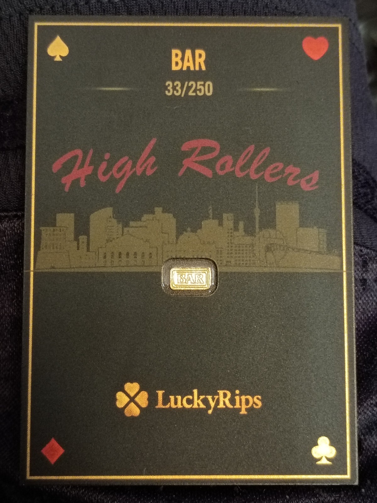 Rare 1/2 – .5g Gram Gold Bar Lucky Rips High Roller #33/250 In Assay.