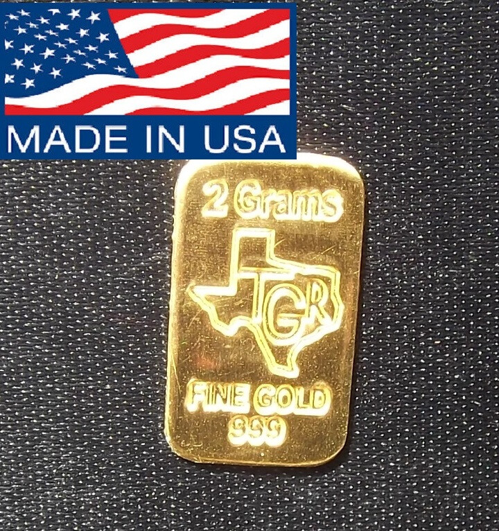 2 GRAM GOLD 999.9 FINE NORTH AMERICAN 24K ASSAY WITH FAST 2 DAY PRIORITY SHIP !