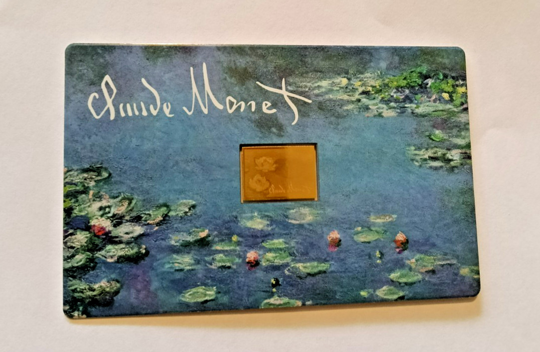SUMMER SALE Pure gold with Claude Monet Water Lilies 1/1000th OZ CHEAPEST IN UK