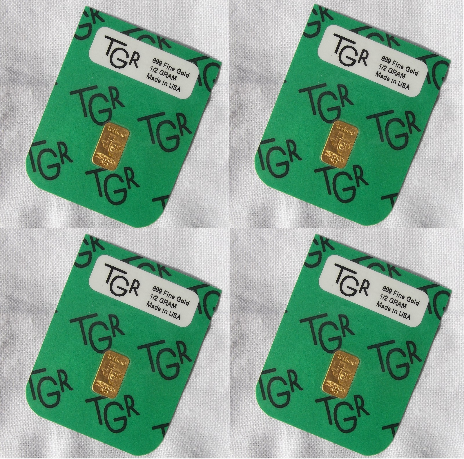 4 GOLD 1/2 GRAM G PURE TGR PREMIUM BULLION 999.9 bars CERTIFIED INGOTS Bin3