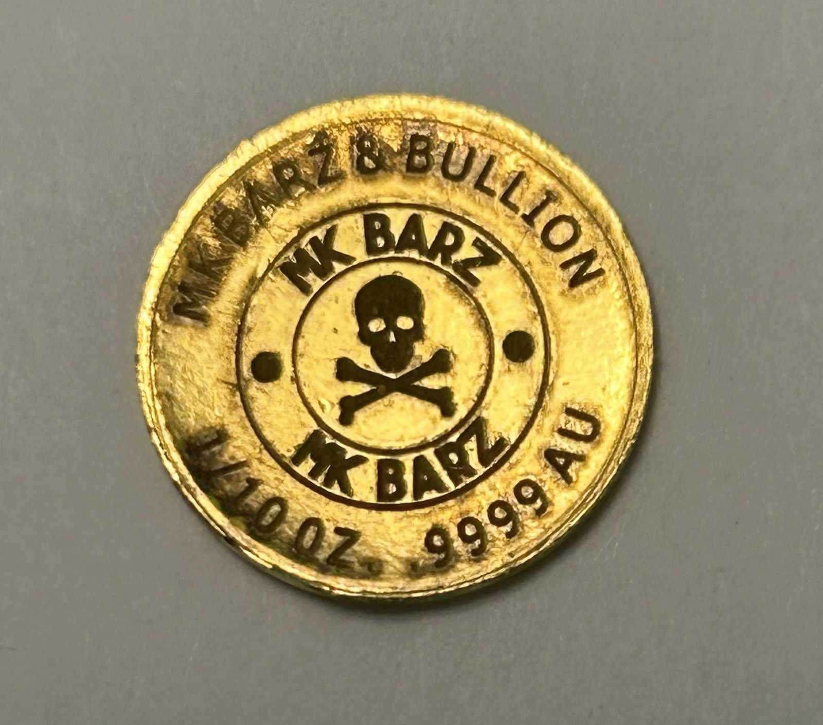 MK Barz Bullion Aztec 1/10 oz .9999 Fine Gold Round – RARE