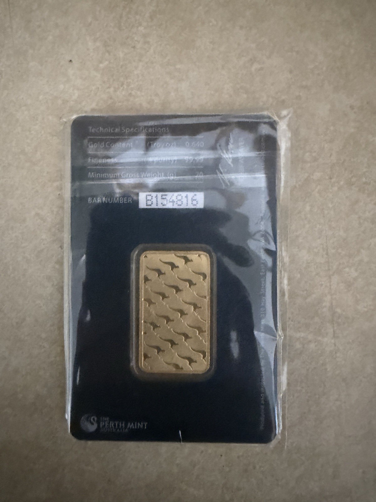 The Perth Mint Gold Bar 1 oz Fine Gold Bullion Bar, 1 oz Total Gold Content