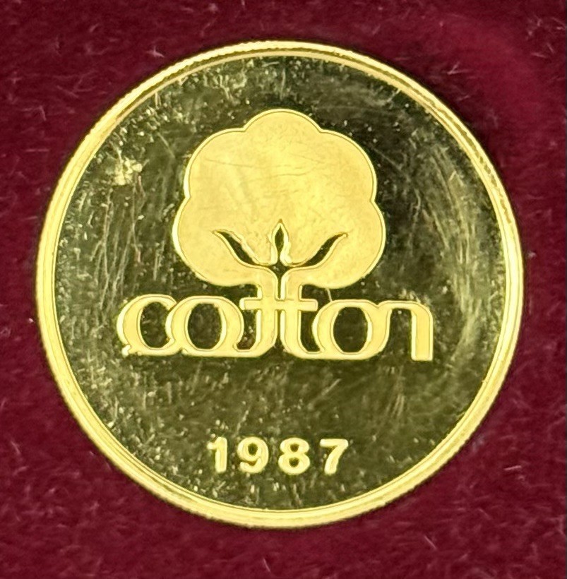VINTAGE 1987 ENGELHARD “COTTON” PROOF 999.9 GOLD 1 OZ W/BOX 25 MADE Very Rare