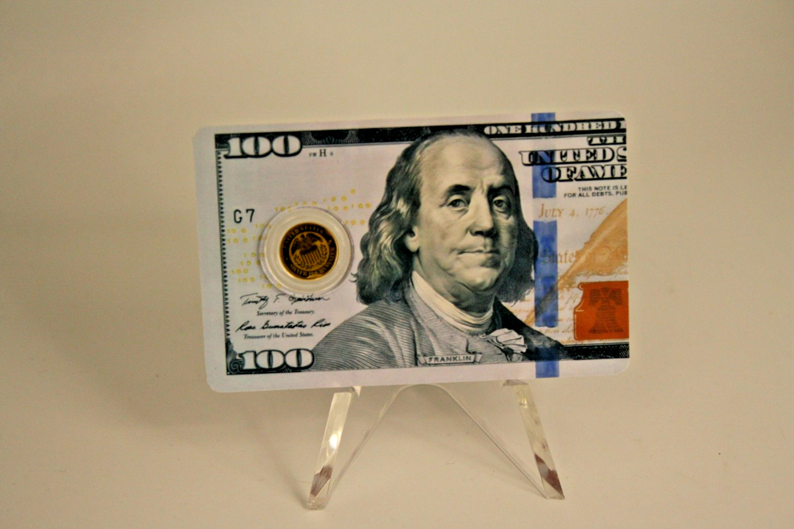 REPUBLIC OF LIBERIA 2026 12 DOLLAR GOLD 1/1000 OZT .9999 USA FLAG $100 BILL