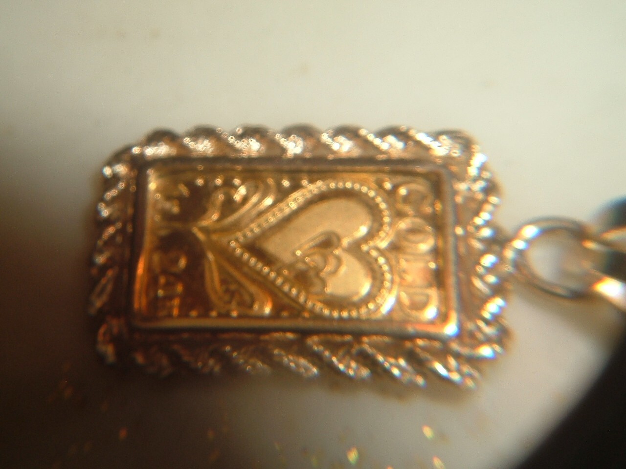 1 GRAM 24K .9999 FINE GOLD HEART BAR 14 KT ROPE BEZEL 4MM BAIL PENDANT 2.29g
