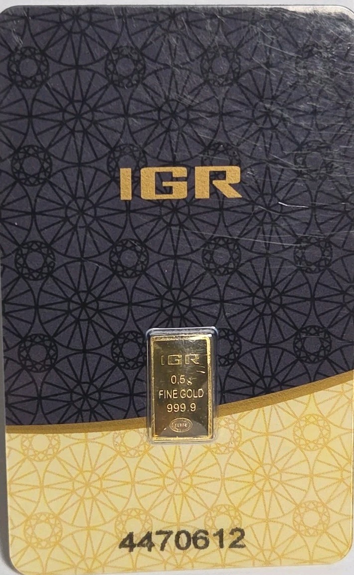 1/2 gram Gold Bar IGR – 0.5 GRAM Sealed in Assay .9999 Fine #681