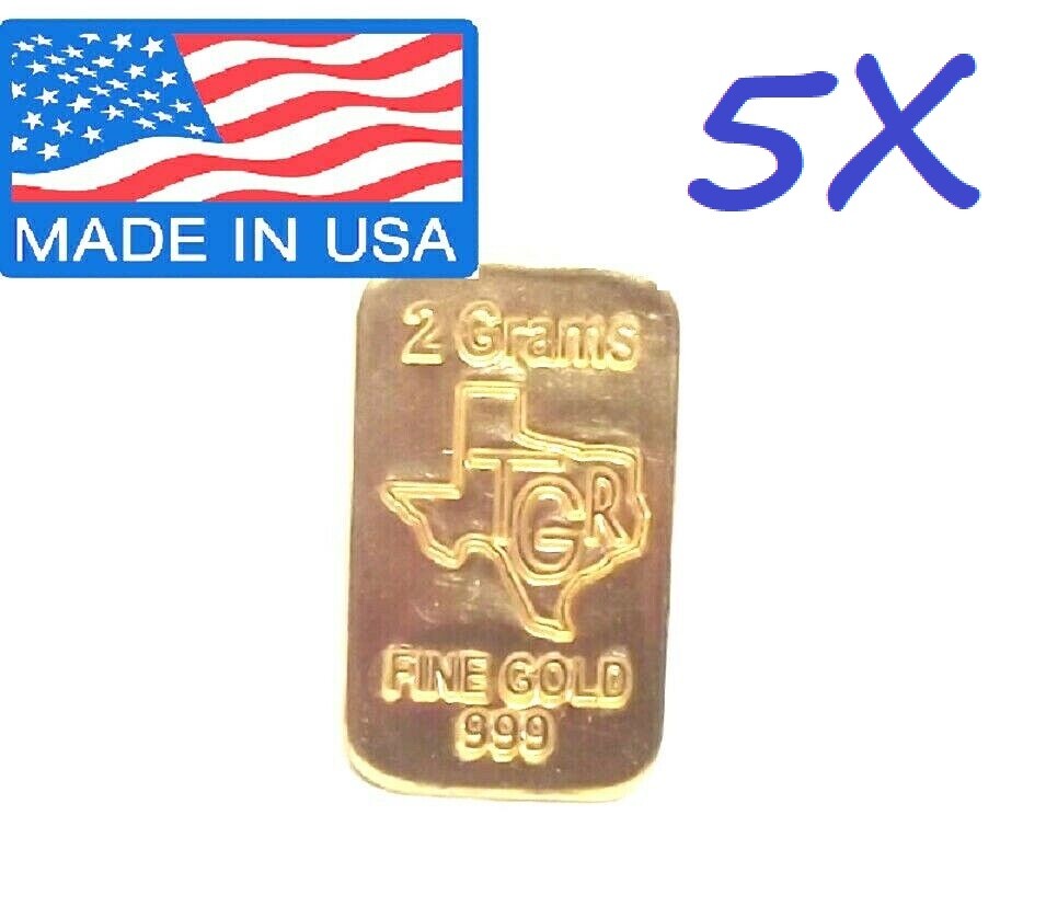 10 GRAM GOLD BAR 9999 TGR PREMIUM BULLION 5 X 2 INGOTS PREPER lot bin19