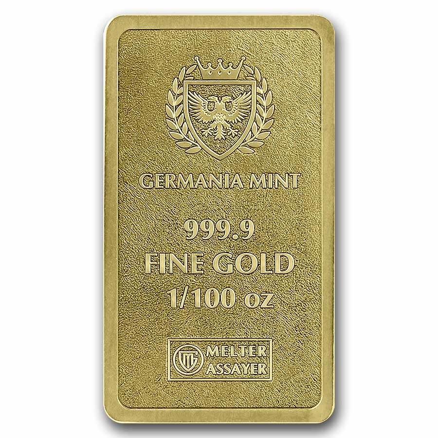 1/100 oz Gold Bar – Germania Mint (In Capsule)