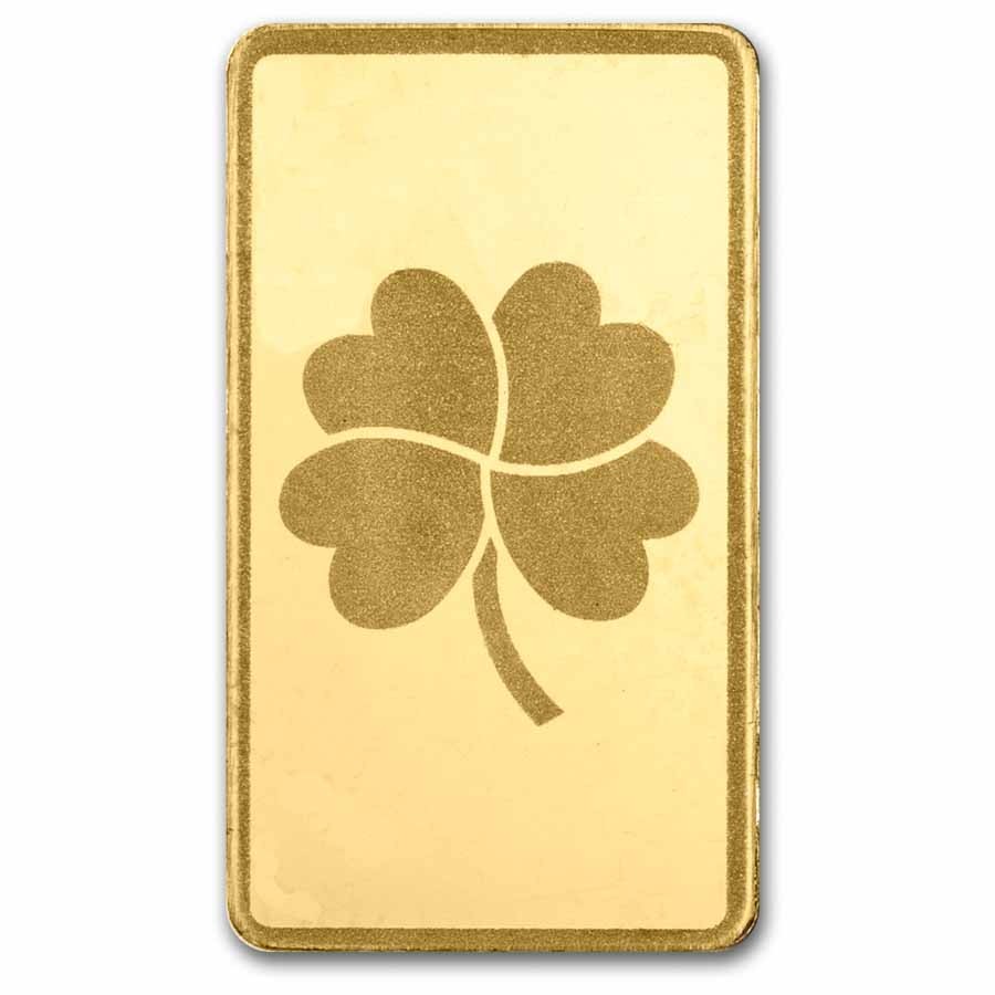 1/2 gram Gold Bar – Half Gram of Luck (Green Lucky Clover Card)