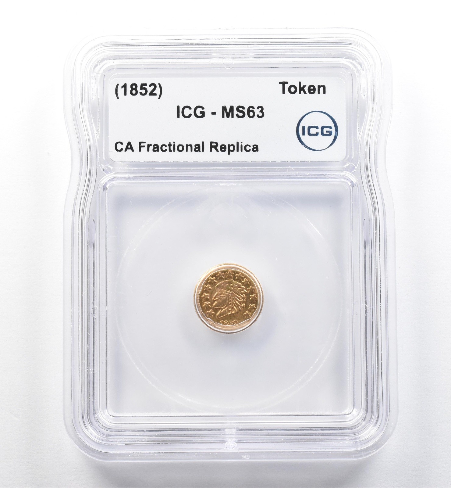 (1852) California Fractional Gold Token Indian Head 1/2 Dollar MS63 ICG *7439