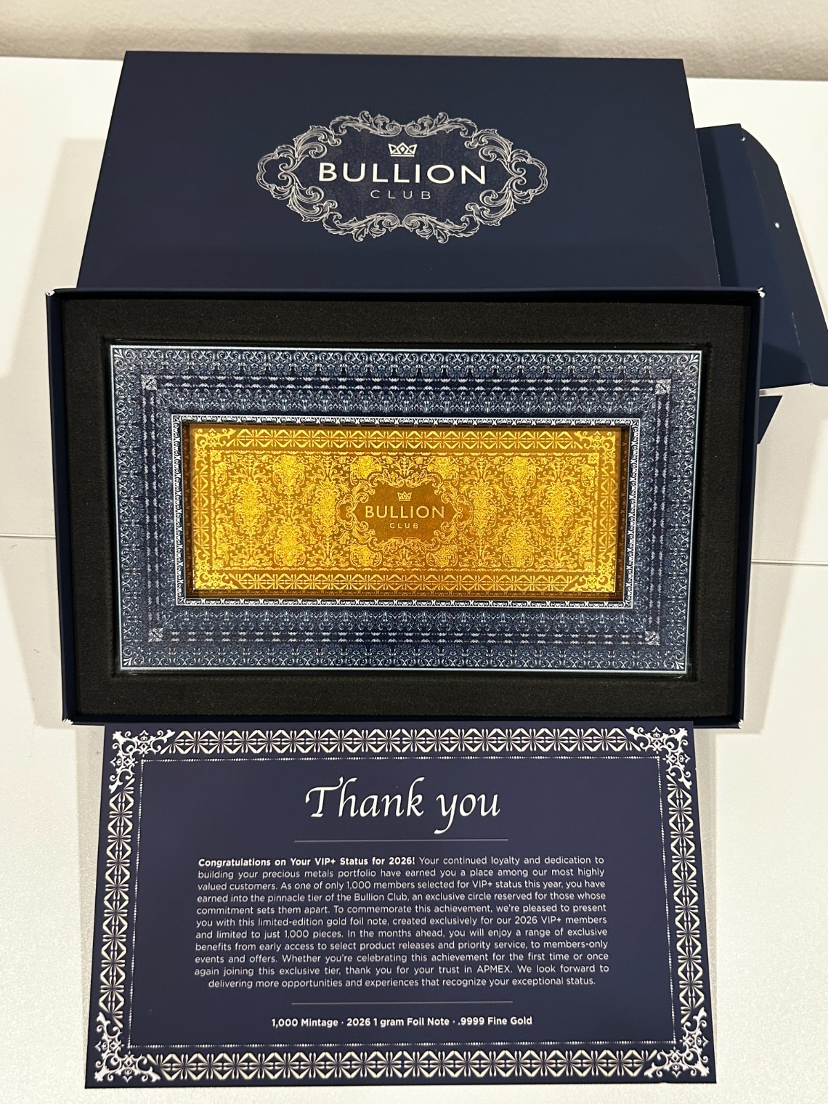 2026 APMEX Limited Edition Happy Holidays 1 gram .999 Fine Gold Foil Note