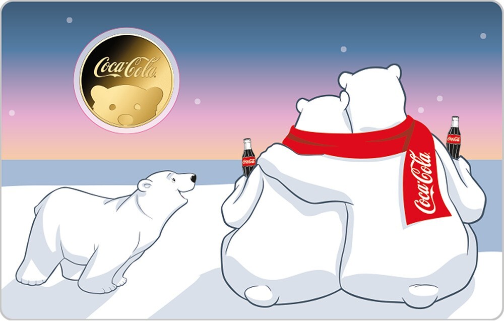 COCA COLA POLAR BEAR 1/1000 Oz Gold Coin 3000 Francs Chad 2023