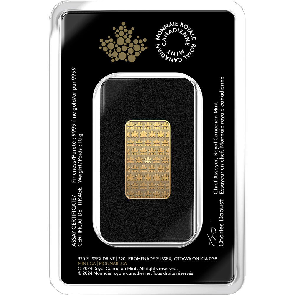 10 gram Gold Bar – Royal Canadian Mint (RCM) – .9999 Fine in Assay