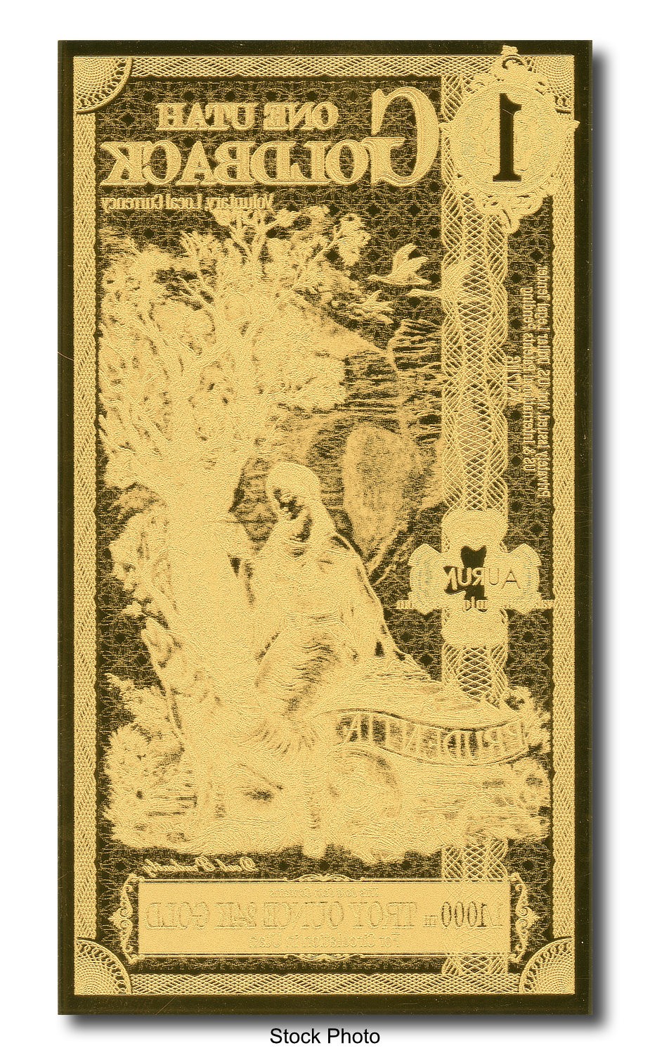 2021 Aurum 1 GB Utah 1/1000 oz 24K Gold Foil Note Limited Edition One Goldback