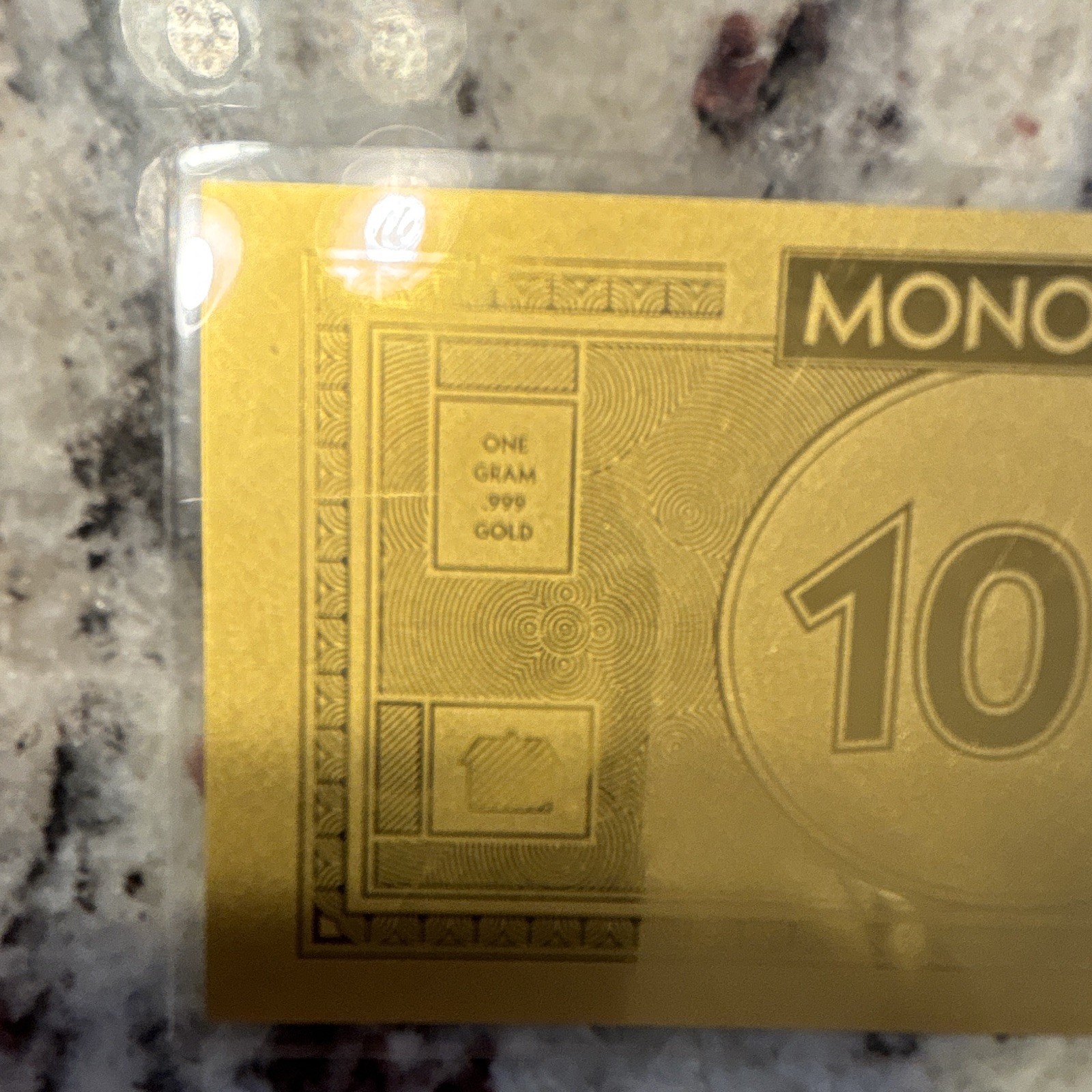 Monopoly $100 1 Gram .999 Fine Gold Bullion Bar 1g Gold Bar