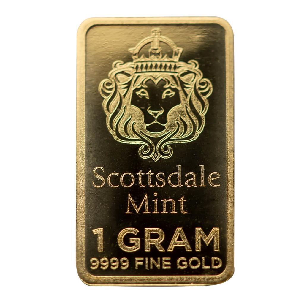 1 gram Scottsdale Mint .9999 Gold Bar Sealed in Certi-Lock® COA #A379